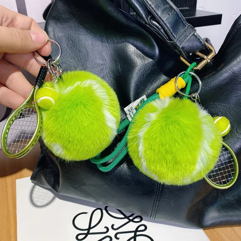 Badminton Anime - クリエイティブで可愛いテニスキーホルダー、キーアクセサリー、漫画ボール、スクールバッグペンダント、柔らかいDIYテニスファーキーチェーン、女の子へのギフト