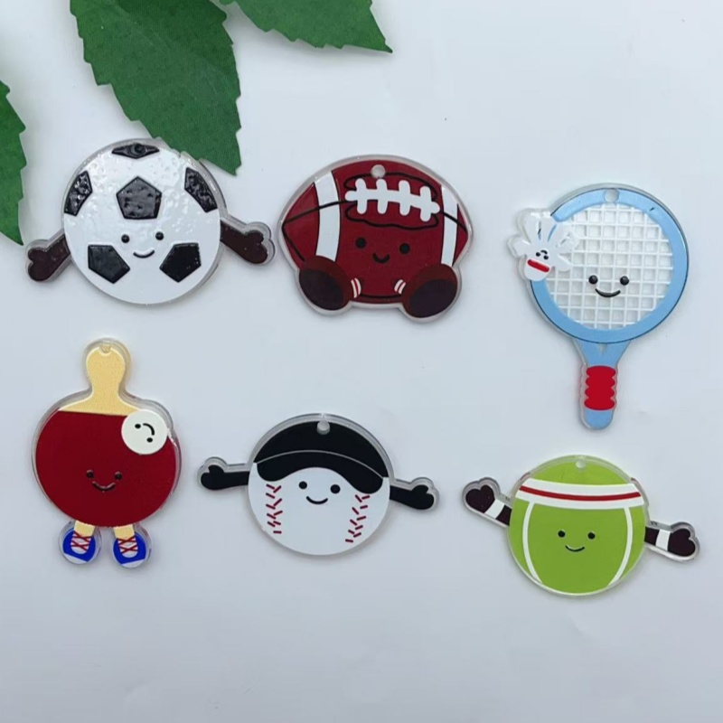 10 個アクリルラグビーフットボールバドミントンラケットチャ - Badminton Date のレビューと価格
