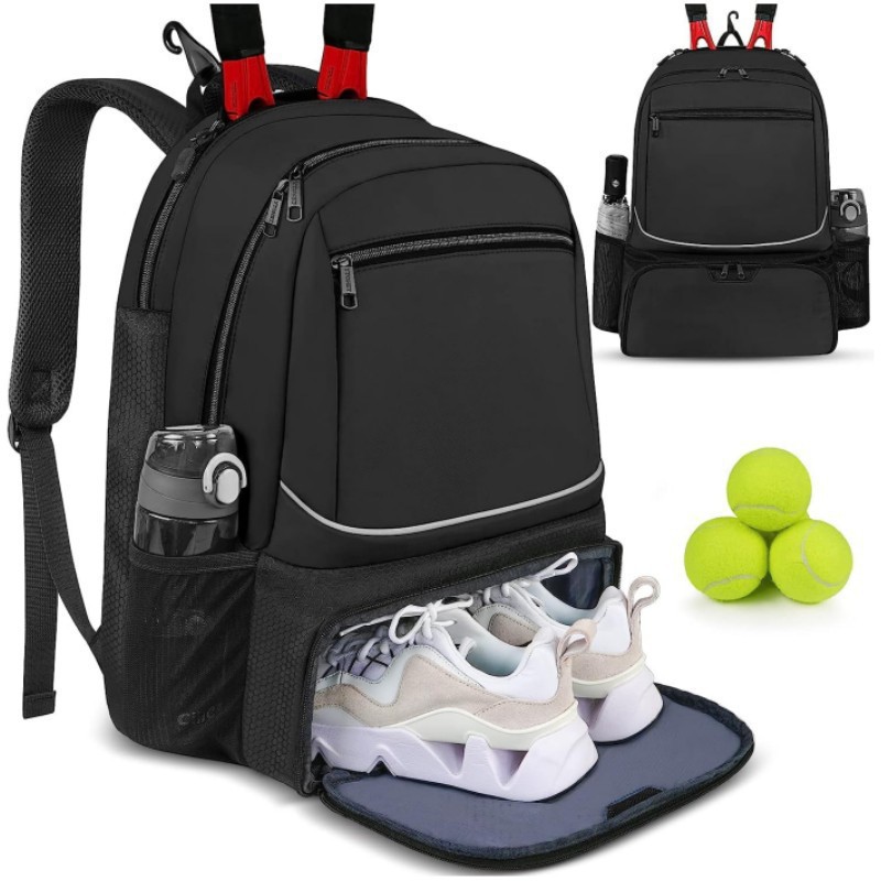 大容量テニスバックパックスポーツラケットパックは1〜2本のテ - Badminton Vs Tennis のレビューと価格