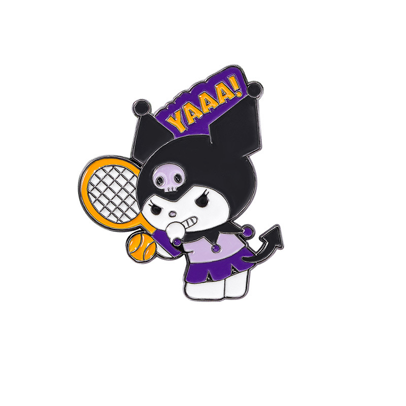 サンリオ-金属製の漫画のブローチ,学生の記念,かわいい,黒み - Badminton Icon のレビューと価格